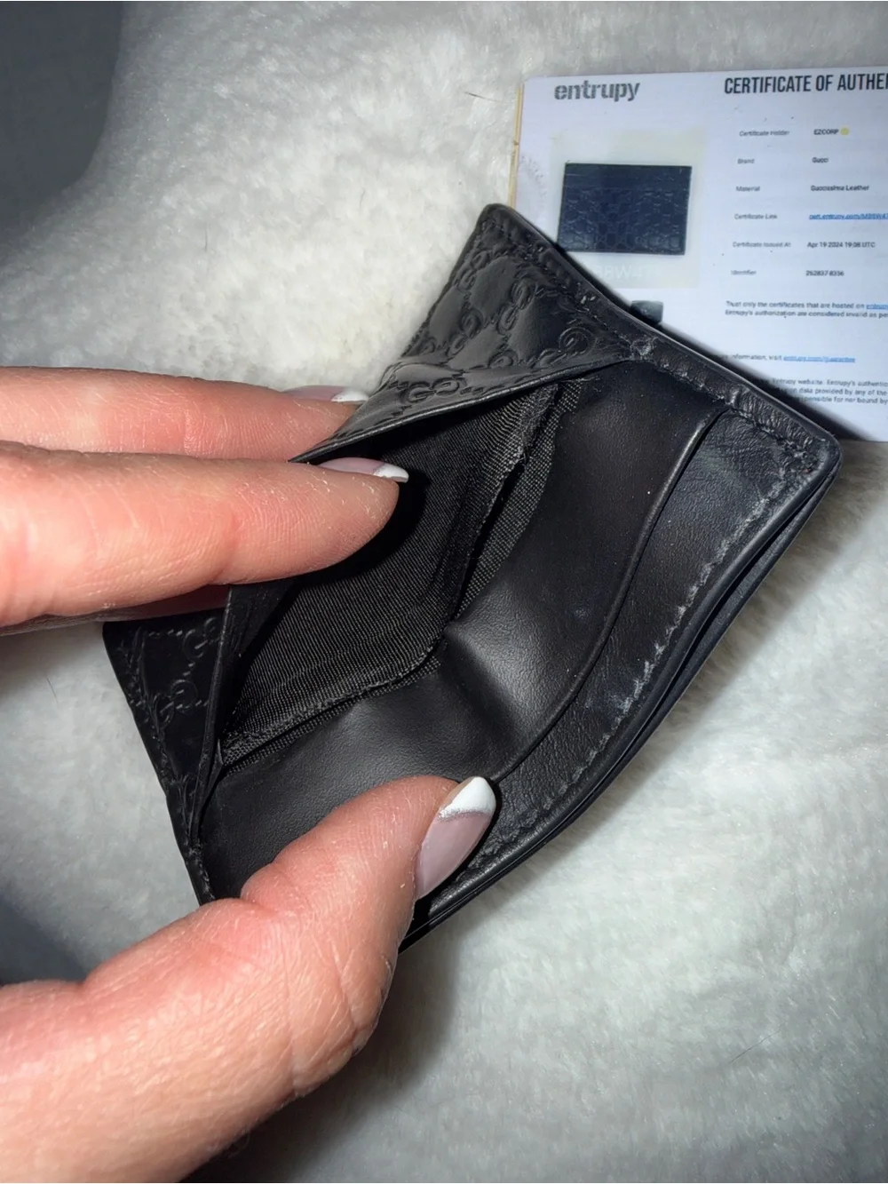 Gucci Guccissima Black Embossed GG Leather Card Holder